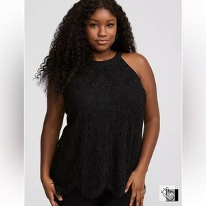 Mixed lace Goddess Black Lace Halter Top